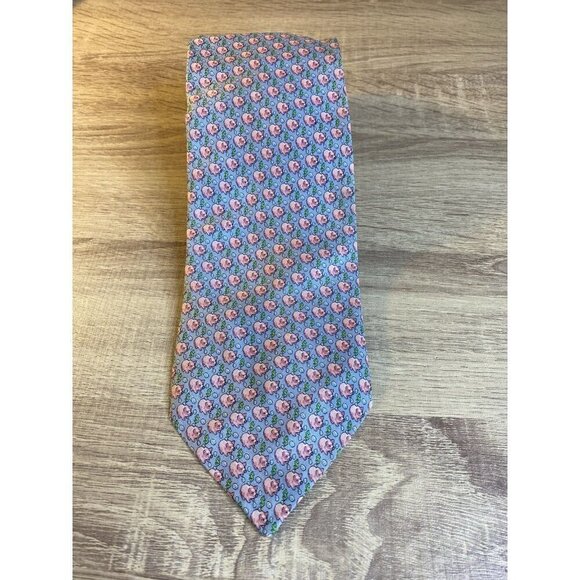 Vineyard Vines Other - Vineyard Vines PIGGY BANK Blue Silk Pig Money Pastel Tie made in USA